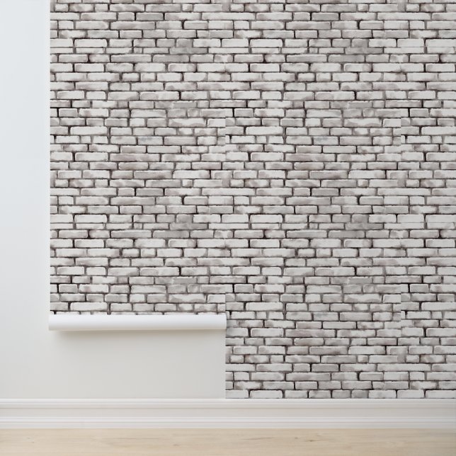 Waterverf Witte bakstenen Patronen Grijs Elegant Behang (Applicatie)