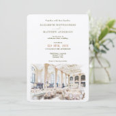 Waterverf Witte Ballroom Huwelijksuitnodiging Kaart (Staand voorkant)