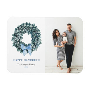 Waterverf Witte Berry Krans Happy Hanukkah Foto Magneet