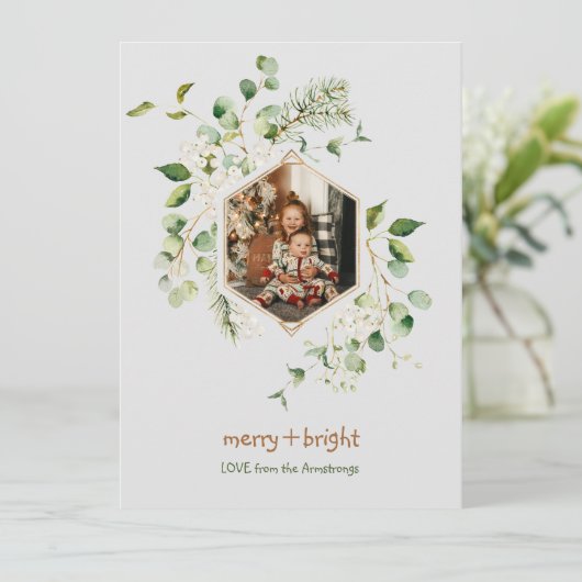 Waterverf Witte bessen Merry Bright Feestdagenkaart (Staand voorkant)