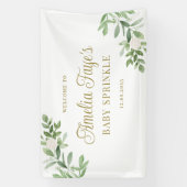 Waterverf Witte Bloem en Groene Baby Sprinkle Spandoek (Verticaal)