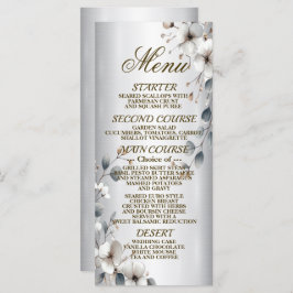 Waterverf Witte Bloem Gouden Lijst Zilver Diner Menu