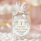 Waterverf Witte Bloemen Bautizo Recuerdos Favors Ronde Sticker