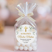 Waterverf Witte Bloemen Bautizo Recuerdos Favors Ronde Sticker