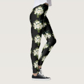 Waterverf Witte Bloemen Boeket Zwart Patroon Leggings (Rechts)