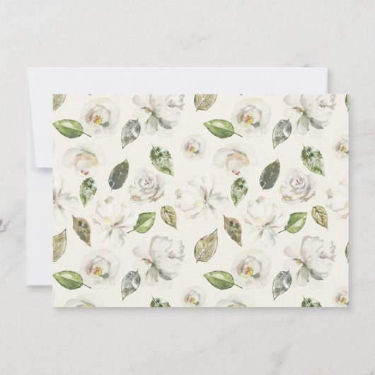 Waterverf Witte Bloemen Bruidsdouche Uitnodiging (Achterkant)