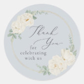 Waterverf witte bloemen bruiloft Dank u Sticker (Voorkant)