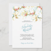 Waterverf Witte Bloemen bruiloft uitnodigingen (Voorkant)