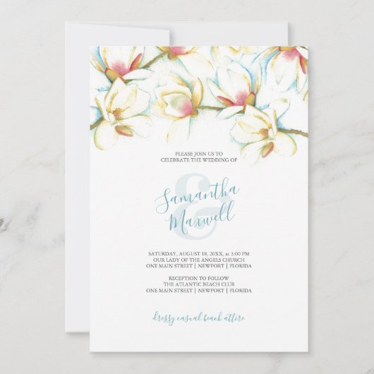 Waterverf Witte Bloemen bruiloft uitnodigingen (Voorkant)