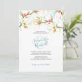 Waterverf Witte Bloemen bruiloft uitnodigingen (Staand voorkant)