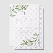 Waterverf Witte bloemen en groen doop Vellum Uitnodigingen (Offset (Uitnodiging))