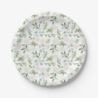 Waterverf Witte Bloemen en Groene Bladeren