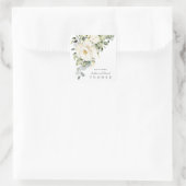 Waterverf Witte bloemen Eucalyptu Foliage Weddensc Vierkante Sticker (Tas)
