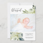 Waterverf Witte Bloemen Foto Geboorte Aankondiging (Voorkant)