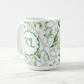 Waterverf witte bloemen gepersonaliseerd Koffiemok (Voorkant links)