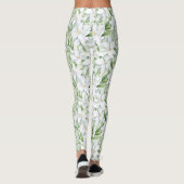  Waterverf witte bloemen gepersonaliseerd Leggings (Achterkant)