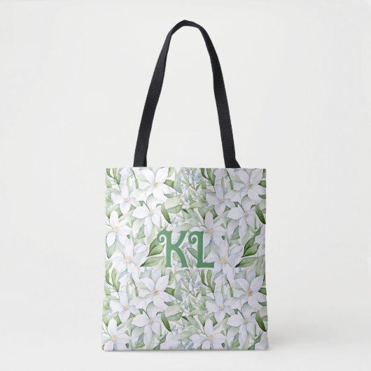 Waterverf witte bloemen gepersonaliseerd Tote Bag (Voorkant)