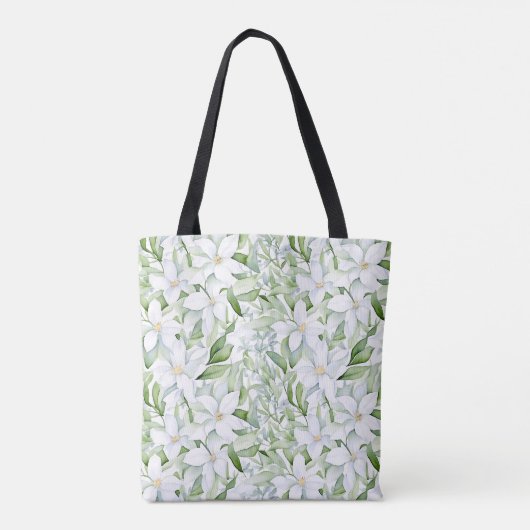  Waterverf witte bloemen gepersonaliseerd Tote Bag (Achterkant)