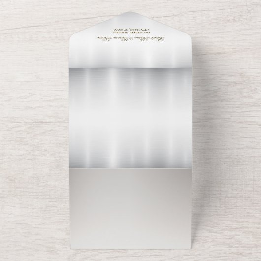 Waterverf Witte Bloemen Gouden Lijst Zilver Blauwg All In One Uitnodiging (Buitenkant)