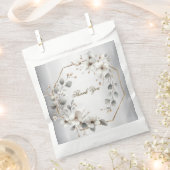 Waterverf Witte Bloemen Gouden Lijst Zilver Blauwg Bedankzakje (Geknipt)