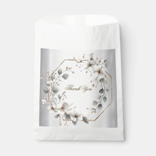 Waterverf Witte Bloemen Gouden Lijst Zilver Blauwg Bedankzakje (Voorkant)