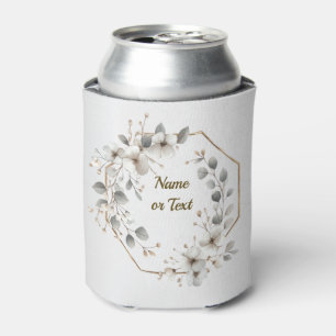 Waterverf Witte Bloemen Gouden Lijst Zilver Blauwg Blikjeskoeler