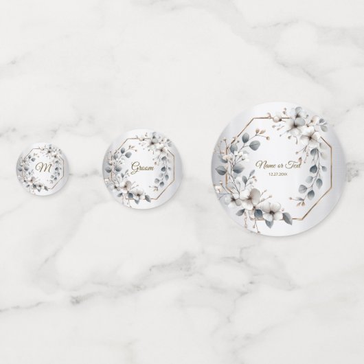 Waterverf Witte Bloemen Gouden Lijst Zilver Blauwg Confetti (Achterkanten)