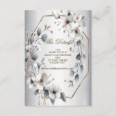 Waterverf Witte Bloemen Gouden Lijst Zilver Blauwg Informatiekaartje (Voorkant)