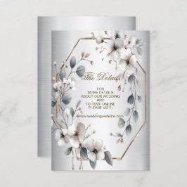 Waterverf Witte Bloemen Gouden Lijst Zilver Blauwg Informatiekaartje