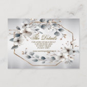 Waterverf Witte Bloemen Gouden Lijst Zilver Blauwg Informatiekaartje (Voorkant)