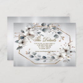 Waterverf Witte Bloemen Gouden Lijst Zilver Blauwg Informatiekaartje