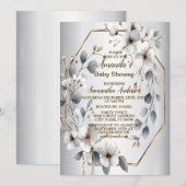 Waterverf Witte Bloemen Gouden Lijst Zilver Blauwg Kaart (Voorkant / Achterkant)