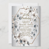 Waterverf Witte Bloemen Gouden Lijst Zilver Blauwg Kaart (Voorkant)