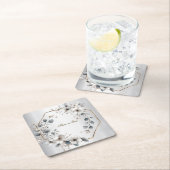 Waterverf Witte Bloemen Gouden Lijst Zilver Blauwg Kartonnen Onderzetters (Insitu)