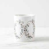 Waterverf Witte Bloemen Gouden Lijst Zilver Blauwg Koffiemok (Center)