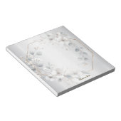 Waterverf Witte Bloemen Gouden Lijst Zilver Blauwg Notitieblok (Schuin)