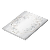 Waterverf Witte Bloemen Gouden Lijst Zilver Blauwg Notitieblok (Linkerzijde)
