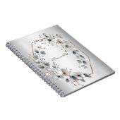 Waterverf Witte Bloemen Gouden Lijst Zilver Blauwg Notitieboek (Rechterzijde)