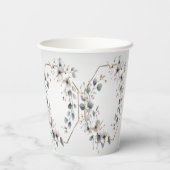 Waterverf Witte Bloemen Gouden Lijst Zilver Blauwg Papieren Bekers (Achterkant)