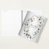 Waterverf Witte Bloemen Gouden Lijst Zilver Blauwg Planner (Display)
