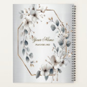 Waterverf Witte Bloemen Gouden Lijst Zilver Blauwg Planner (Achterkant)