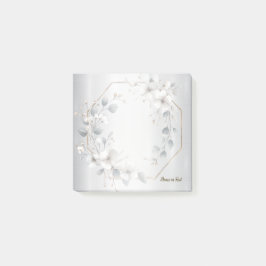 Waterverf Witte Bloemen Gouden Lijst Zilver Blauwg Post-it® Notes