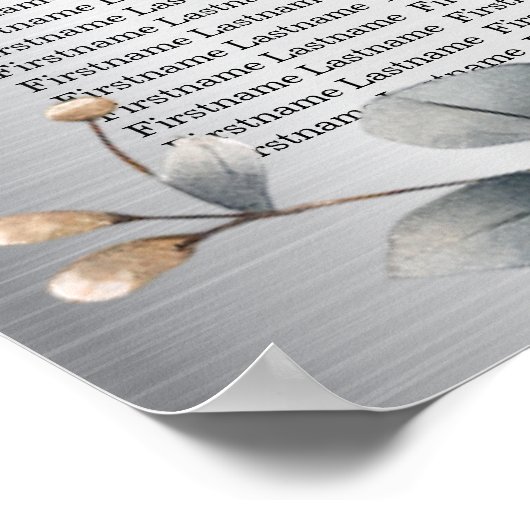 Waterverf Witte Bloemen Gouden Lijst Zilver Blauwg Poster (Hoek)