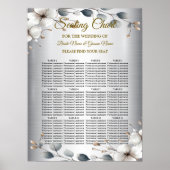 Waterverf Witte Bloemen Gouden Lijst Zilver Blauwg Poster (Voorkant)