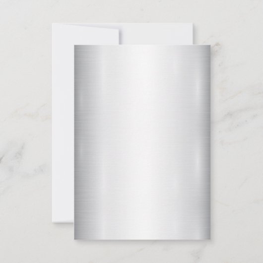 Waterverf Witte Bloemen Gouden Lijst Zilver Blauwg RSVP Kaartje (Achterkant)