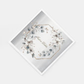 Waterverf Witte Bloemen Gouden Lijst Zilver Blauwg Servet (Hoek)