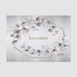 Waterverf Witte Bloemen Gouden Lijst Zilver Blauwg Tissuepapier