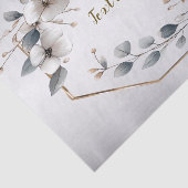 Waterverf Witte Bloemen Gouden Lijst Zilver Blauwg Tissuepapier (Detail)