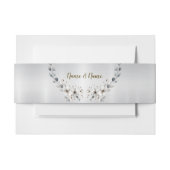 Waterverf Witte Bloemen Gouden Lijst Zilver Blauwg Uitnodigingen Wikkel (Voorkant Voorbeeld)