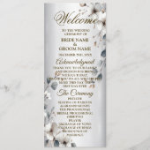 Waterverf Witte Bloemen Gouden Lijst Zilveren brui Programmakaart (Voorkant)